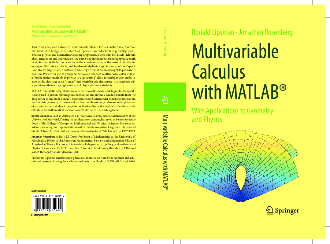 Otherwise it is impossible to understand. Multivariable Calculus With Matlab