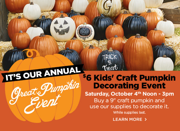 $6 Kid's Craft Pumpkin Decorating Event