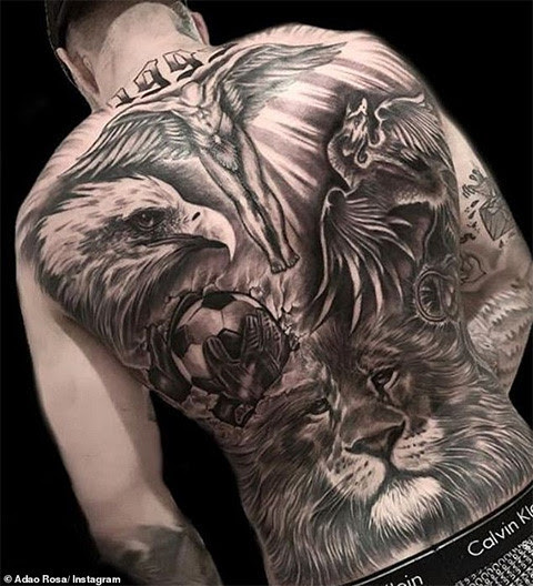 Hình xăm đại bàng sau lung. Ederson Khoe Hinh XÄƒm Há»• Bao Phá»§ Kin LÆ°ng Giáº£i Tri Ink