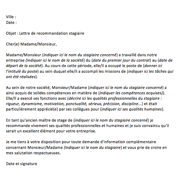 demande lettre recommandation