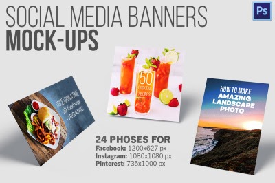 Download Social Media Banners - 24 Mockup PSD Mockup Template - Free PSD Mockups Smart Object and ...