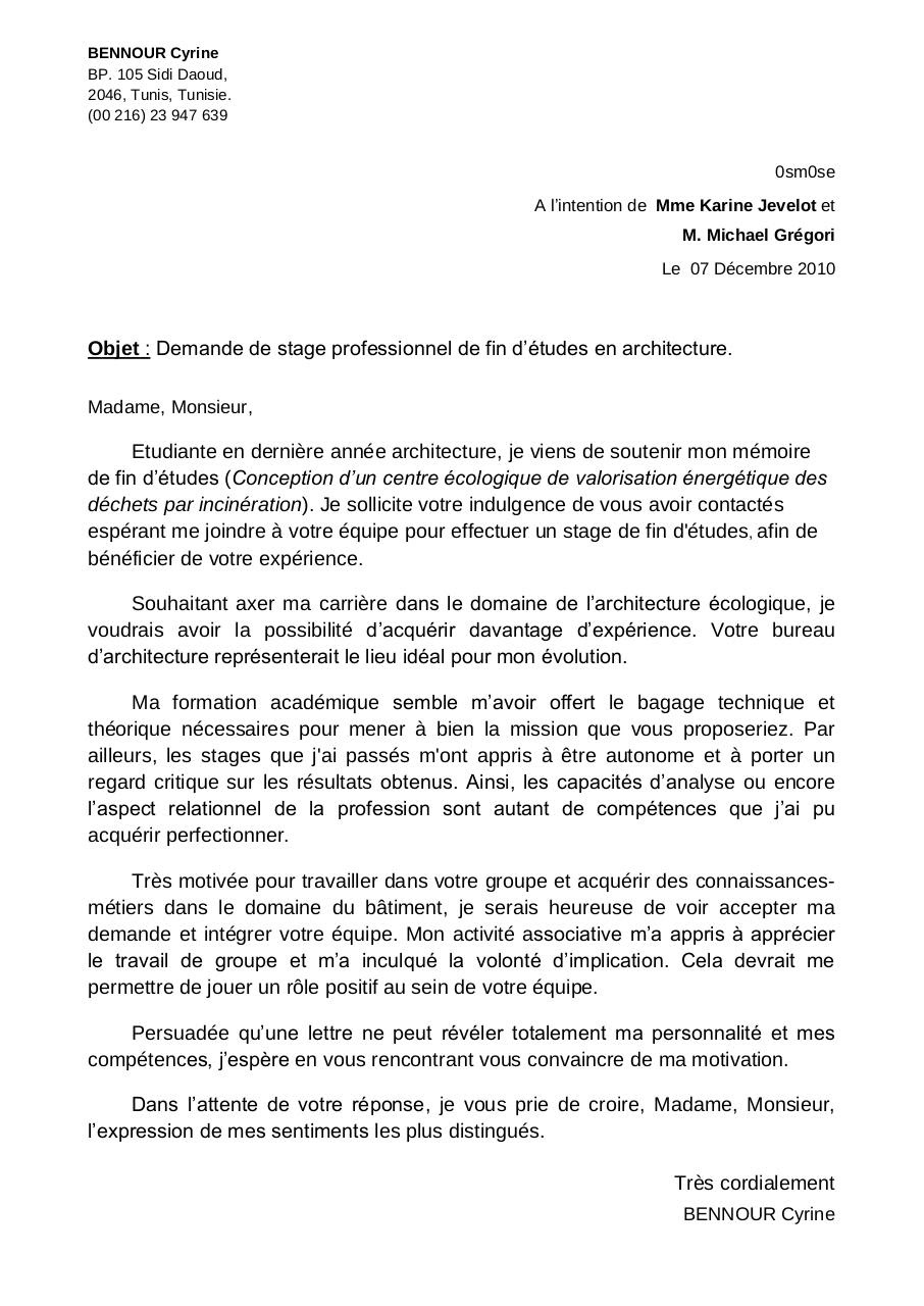 Lettre De Motivation Ecologie  Job Application Letter