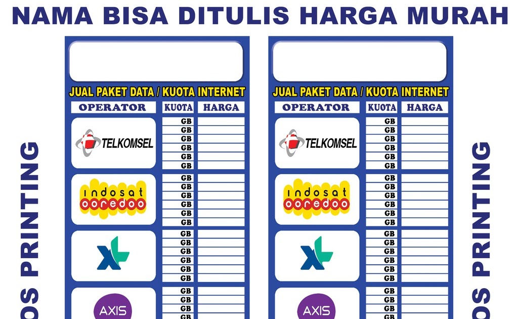 Spanduk Harga Paket Data - desain banner kekinian