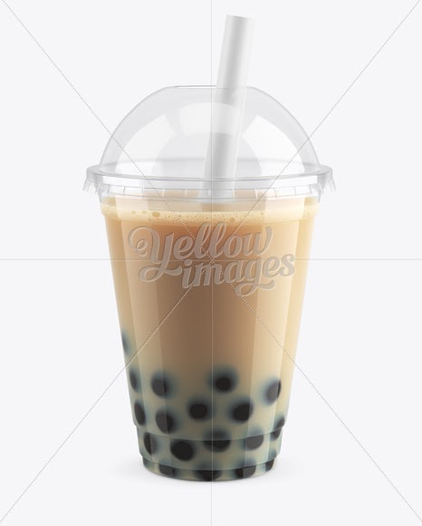 Download Download Chocolate Bubble Tea Cup Mockup - High-Angle view PSD