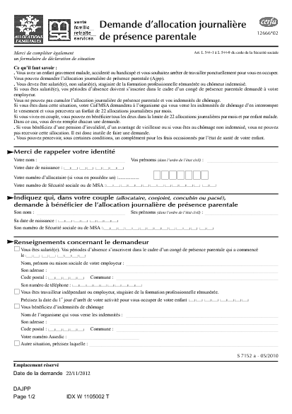 Formulaire allocation logement