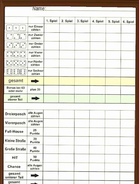 Kniffel Vorlage / Kniffelblock Zum Ausdrucken Din A4 Kniffel Vorlage Kniffel Gewinnkarte Zum ...