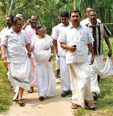 Kr gowri amma is considered as the most powerful women leader in kerala, who had piloted historical land reforms bill in the first communist government. At 92 Gowri Amma Still Packs A Punch Rediff Com News