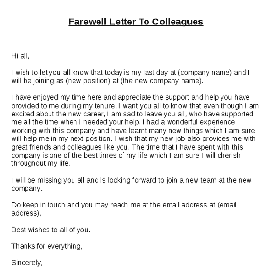 Farewell Letter To Colleagues In Office Letter jpg (551x564)