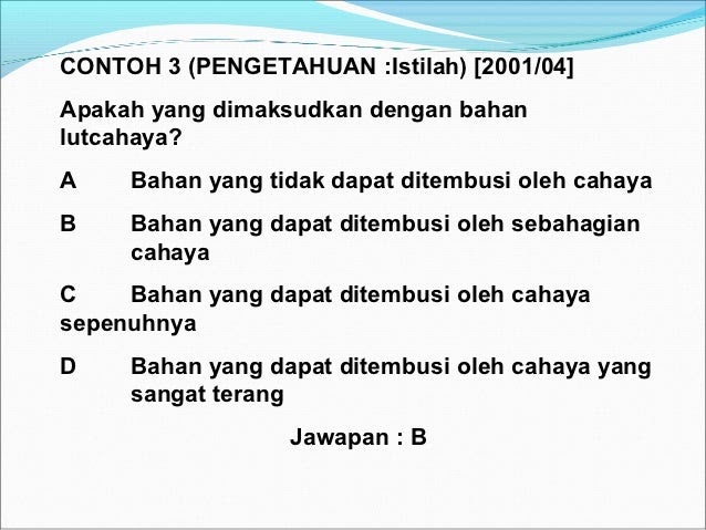 Contoh Soalan Aplikasi Sains Upsr - Malacca s