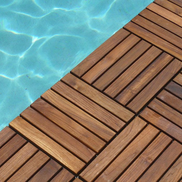 These are large squares of wood or composite planking attached to backing strips, usually with interlocking edges. Mcombo 10pcs Patio Wood Deck Tiles 12 X12 Outdoor Interlocking Deck F