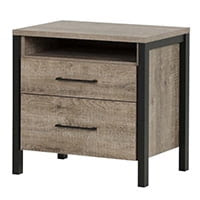 2 drawer weathered oak nightstand