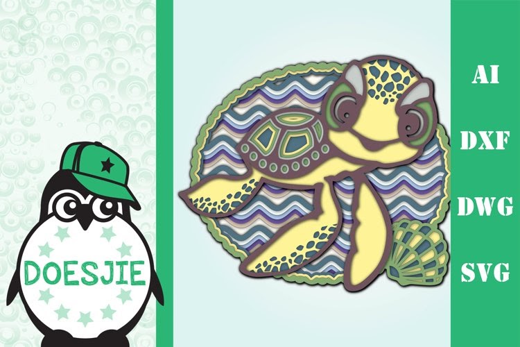 Download 3D Turtle Mandala Svg Design - Layered SVG Cut File