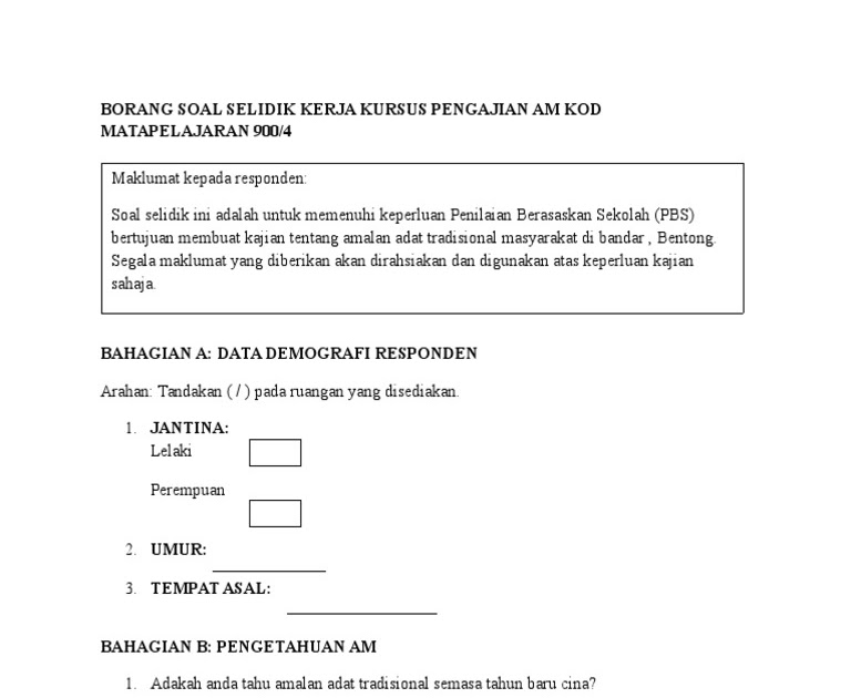 Contoh Soalan Temubual Sejarah Tempat - Catet i