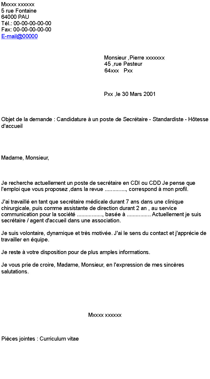 Lettre De Motivation Hotesse D'accueil Trackid=sp-006 