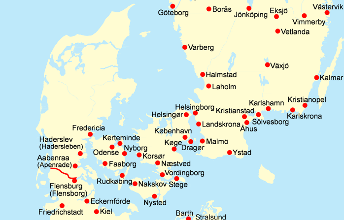 ˈdænmɑːk], amtlich königreich dänemark, dänisch kongeriget danmark) ist ein land und souveräner staat im nördlichen europa und eine parlamentarische monarchie. Karte Danemark Sudschweden