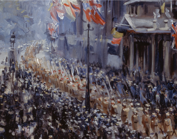 Painting of a victory parade in 1919