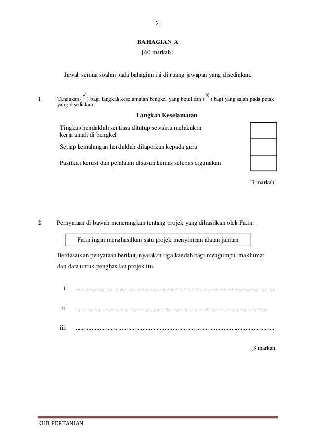 Contoh Soalan Pt3 Kemahiran Hidup Ert Tingkatan 2 