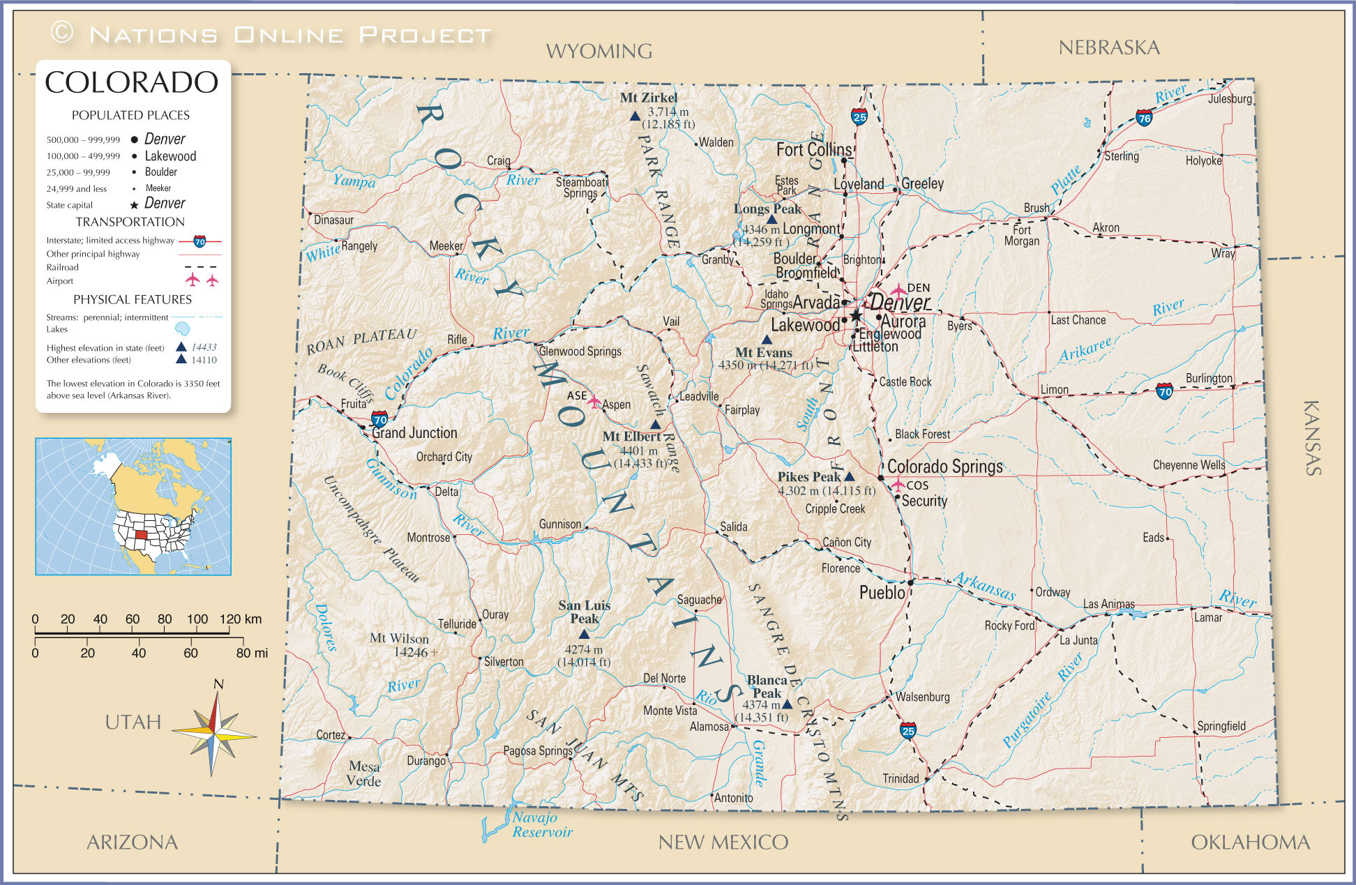 Maps: United States Map Colorado