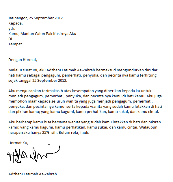 Contoh Surat Pengunduran Diri Jadi Karyawan - Contoh Bu