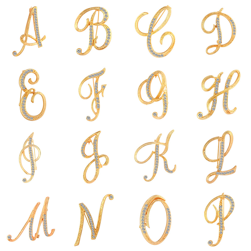 1 Pc Fashion Unisex Rhinestone English Letters Alphabet A Z Brooch Pin Ornament Aliexpress