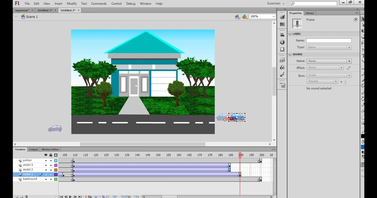  Membuat  Animasi  Mobil  Berjalan  Adobe Flash Zona Gambar