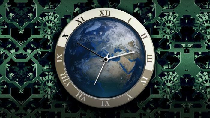 Un horloge tourne sur la Terre