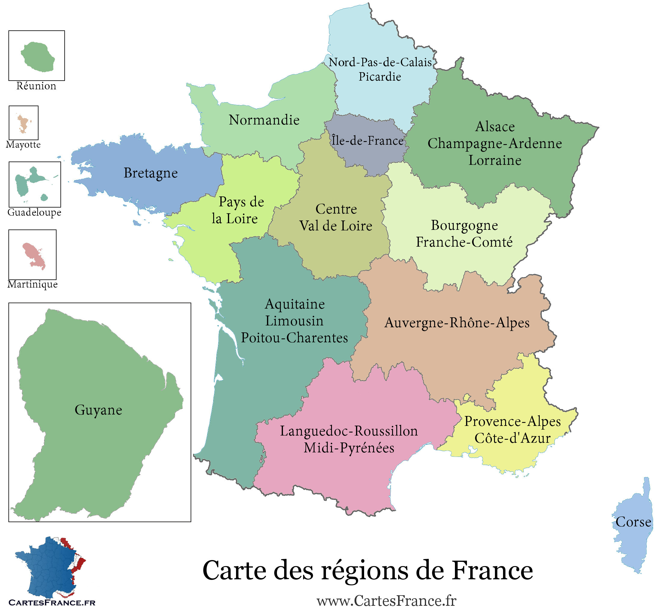 Carte avec les 13 regions de france. Carte De France Region Carte Des Regions Francaises