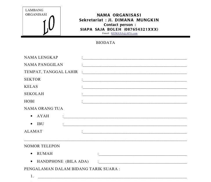 Contoh Biodata Jurnal - Contoh Box