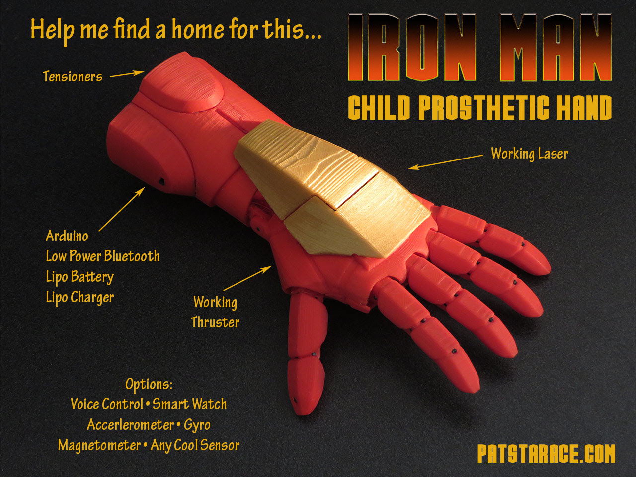 In this video i have shown you how to make iron man hand with cardboard at home. Iron Man Super Hero 3d Printed Child S Prosthetic Hand Patstarace