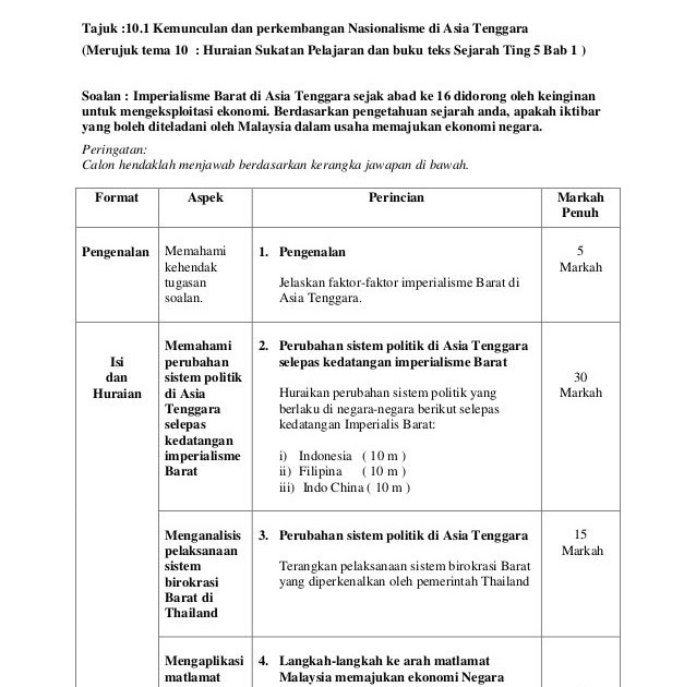 Contoh Soalan Kbat Sejarah Kertas 3 Tingkatan 5 Bab 6 