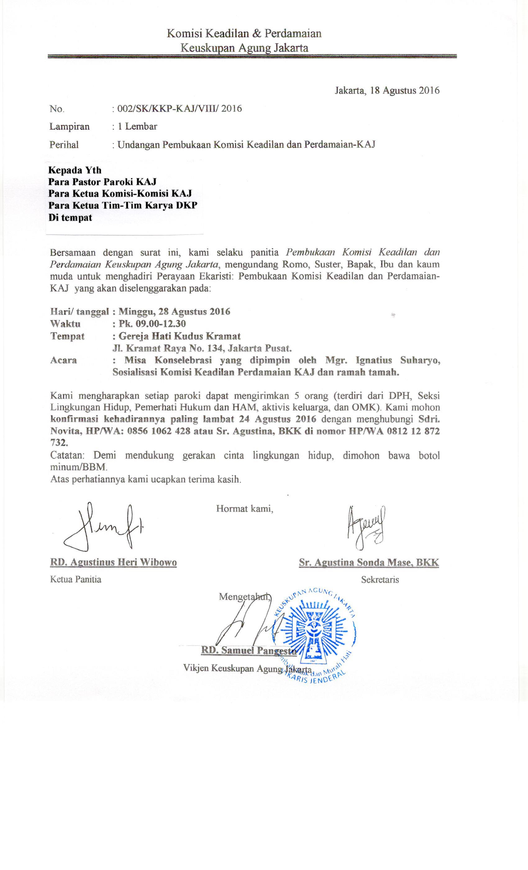 Contoh Surat Undangan Gereja - Surat P