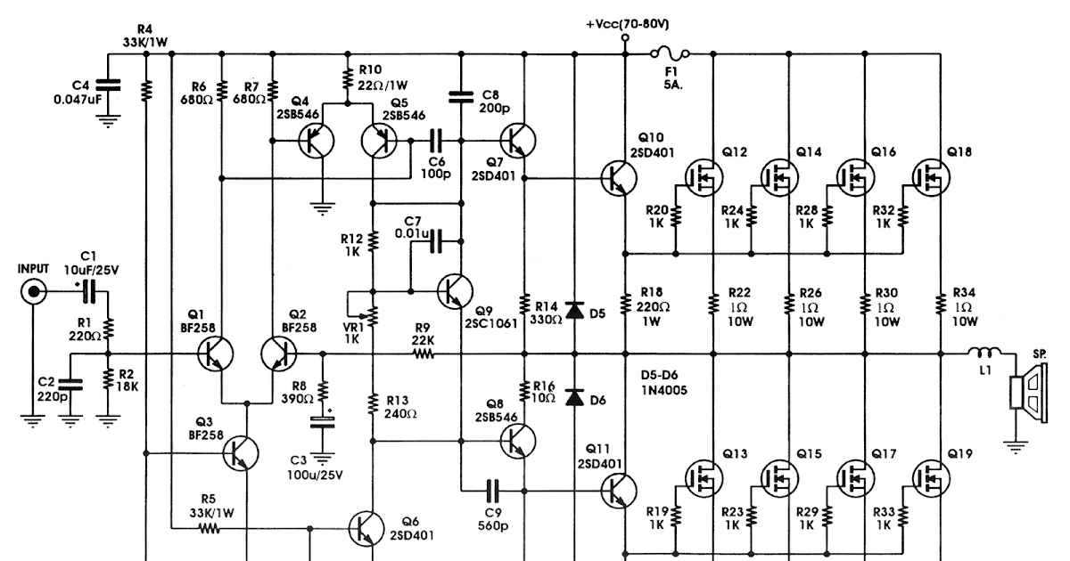 12v 400w Audio Amplifier Circuit Diagram - nerv