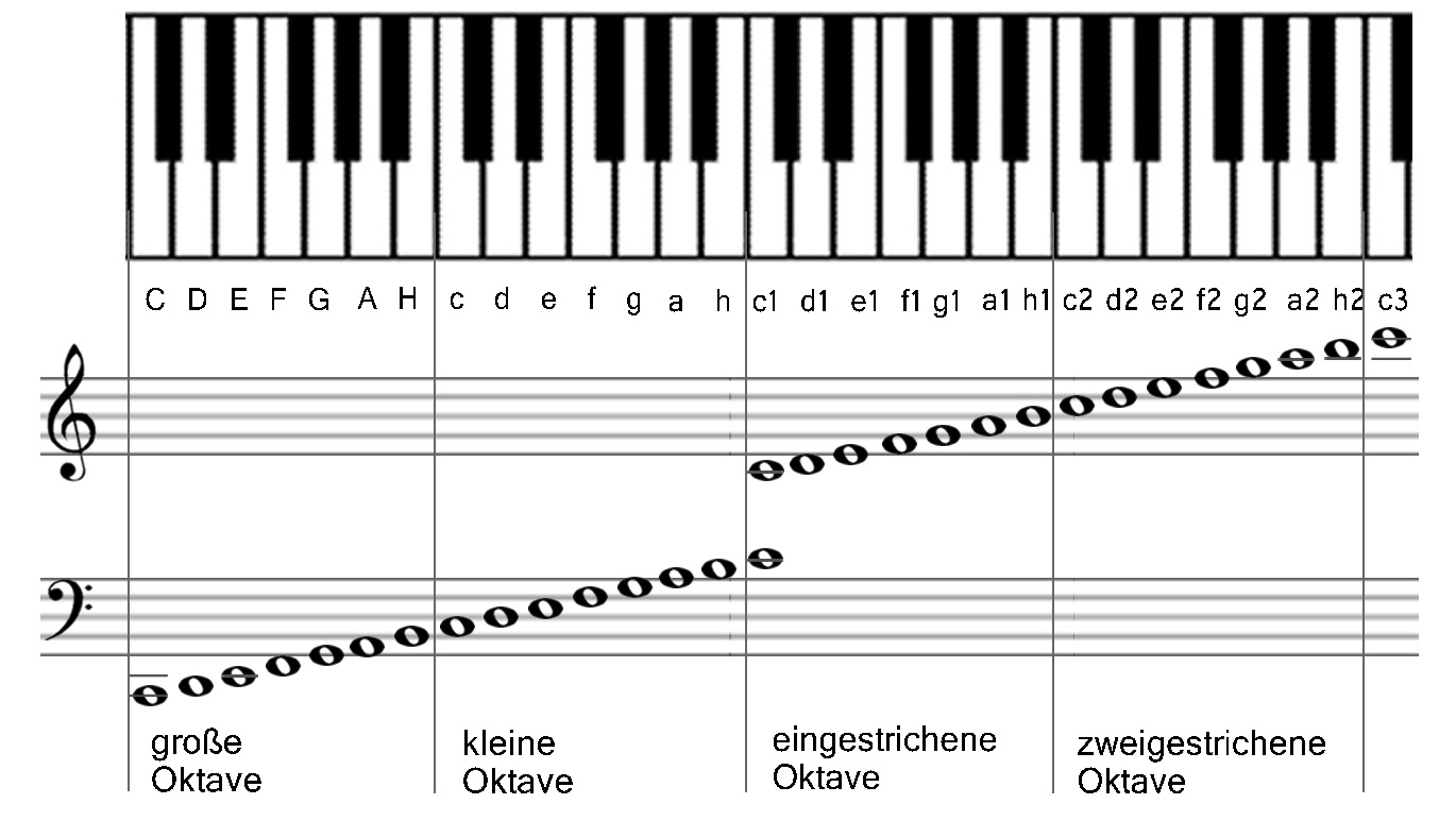 Wenn allerdings alle tasten weiß wären, könnte man die einzelnen tasten nur schwer auseinander halten. Wissen 4 Noten Im Bassschlussel Noten Lesen Lernen