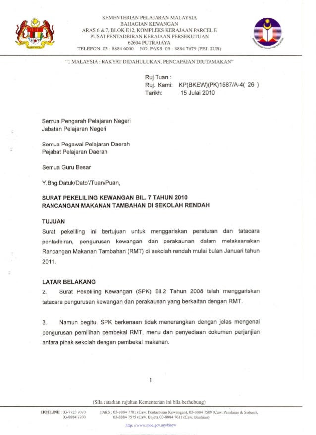 Contoh Surat Rasmi Untuk Permohonan Bantuan Kewangan 