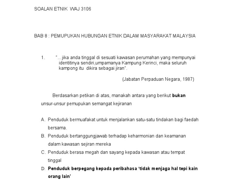 Contoh Soalan Exam Hubungan Etnik - Next Contoh