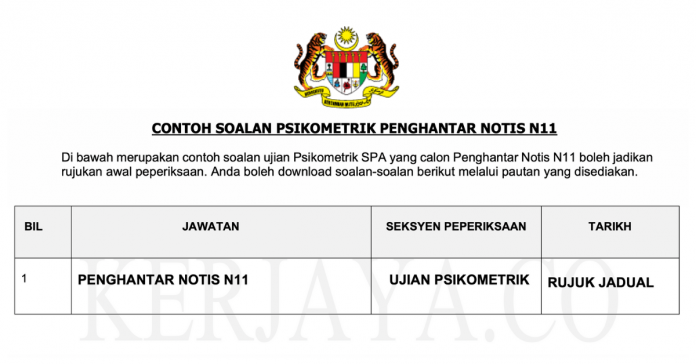 Contoh Soalan Psikometrik N11 - Persoalan x