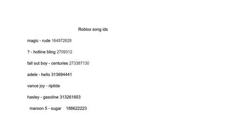 Id Numbers For Songs Roblox Redeem Code For Free Robux - help trex stands in my way roblox 250 apphackzonecom