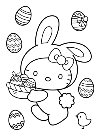 Download and print for free. Hello Kitty Easter Bunny Coloring Page Free Printable Coloring Pages