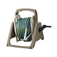 100 foot portable tote or wall mount garden hose reel in taupe