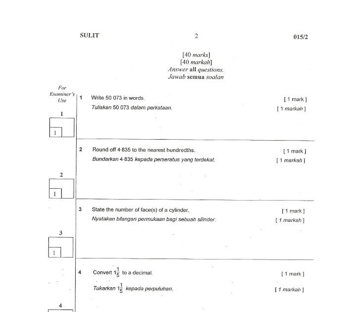 Soalan Ujian Mac Matematik Tambahan Tingkatan 4 