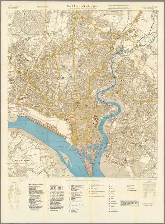 Street Map of Southampton, England with Military-Geographic Features. BB 38. - David Rumsey Historical Map Collection