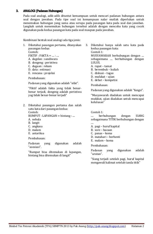 Contoh Psikotes Analogi Dan Jawabannya - Contoh Jel