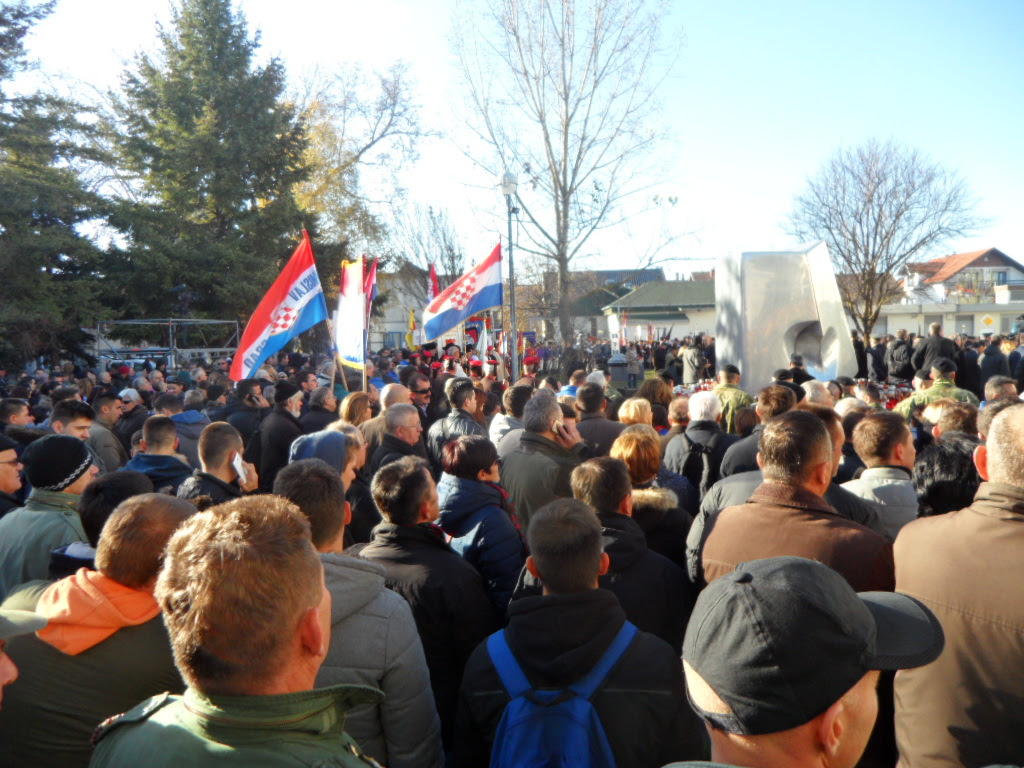 Ceremony begins at South courtyard Vukovar Hospital 18 November 2016 Photo: Connor Vlakancic