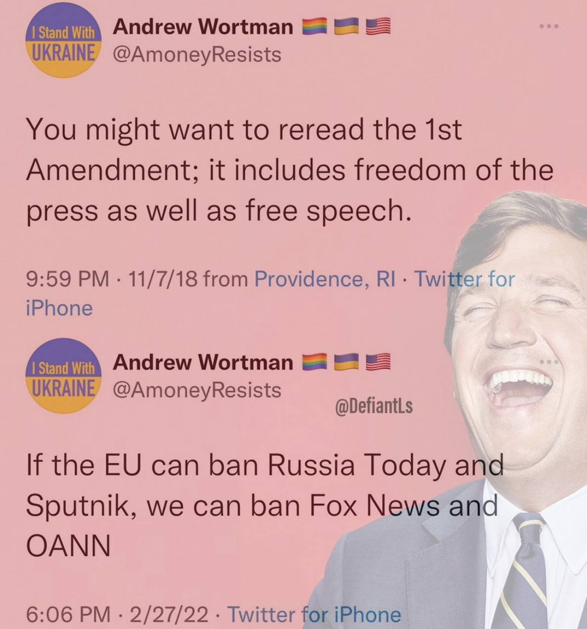 Hypocrite Andrew Wortman first says ethat freedom of speech and the freedom of the press are sacrosanct then wants to ban Fox News and OANN.