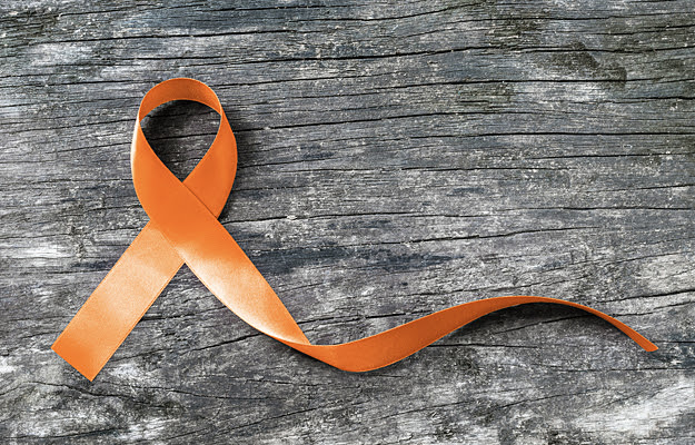 An orange COPD awareness ribbon.