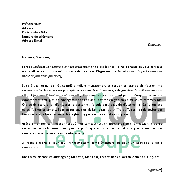 Lettre De Motivation Hypermarche - Soalan an