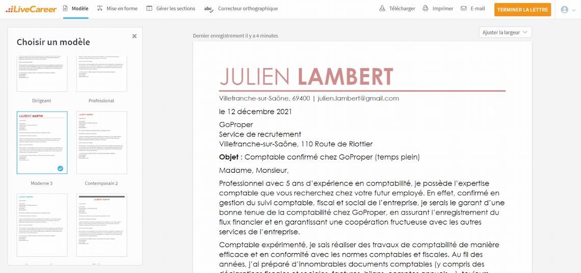 lettre motivation comptable débutant