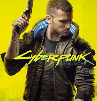 Cyberpunk 2077 game art: a character from Cyberpunk 2077 on a yellow background.