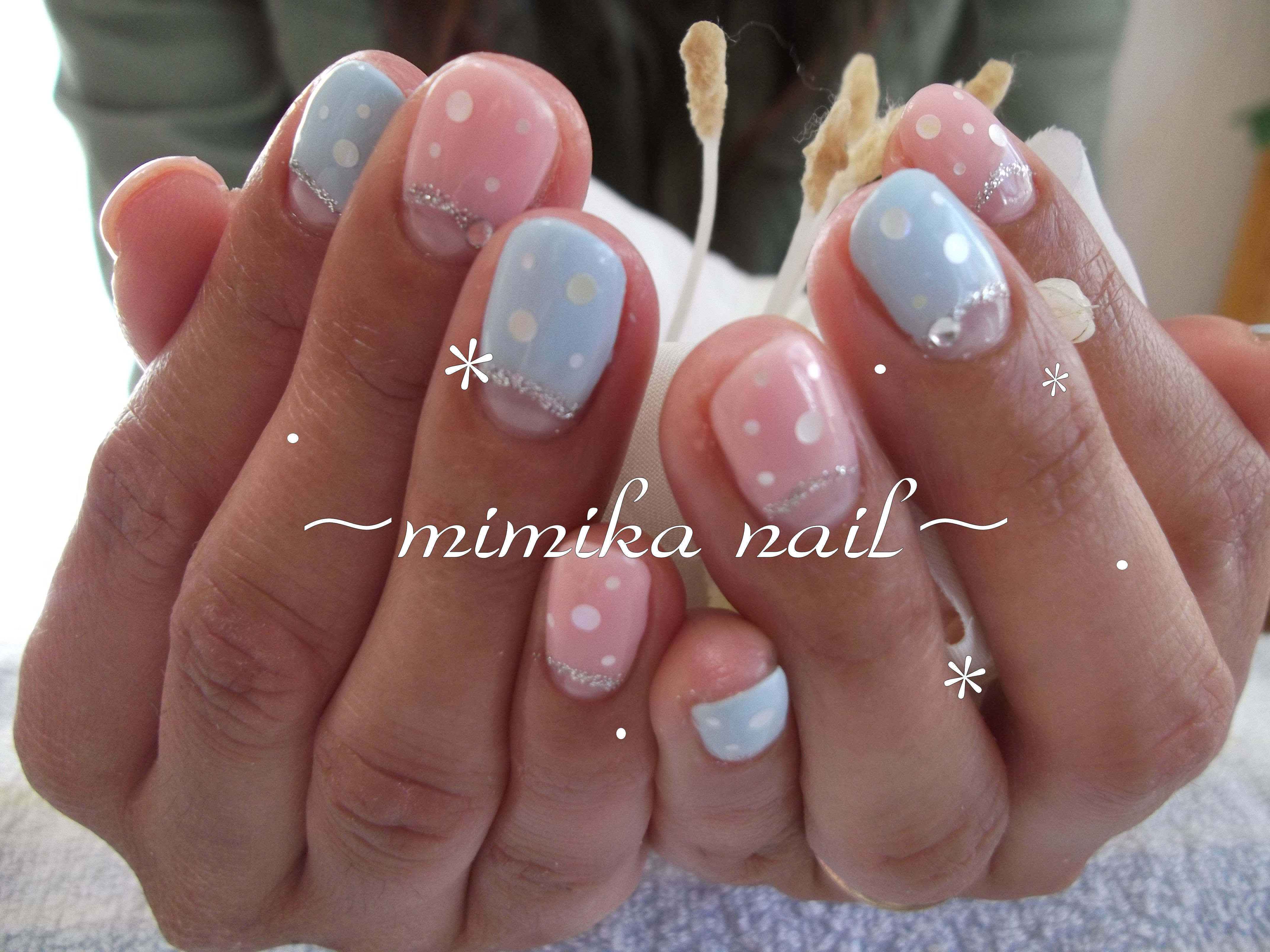 Nekominko ピンク 水色 ネイル 夏