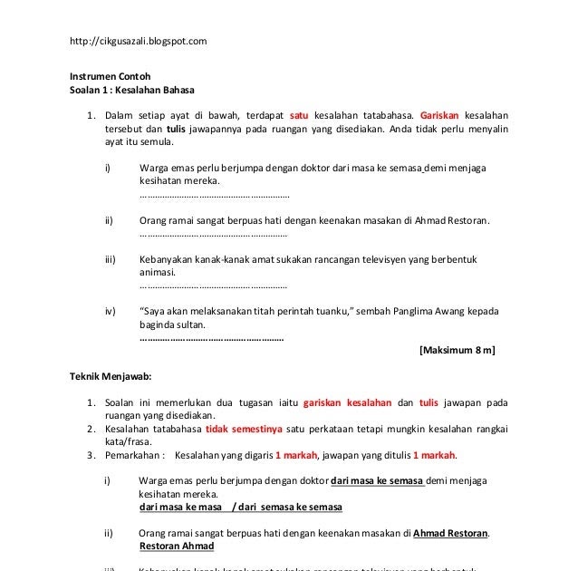 Contoh Soalan Kesalahan Ejaan - Muaturunc